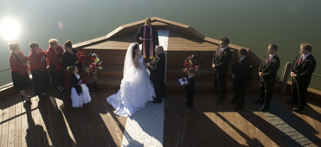 bride and groom getting married