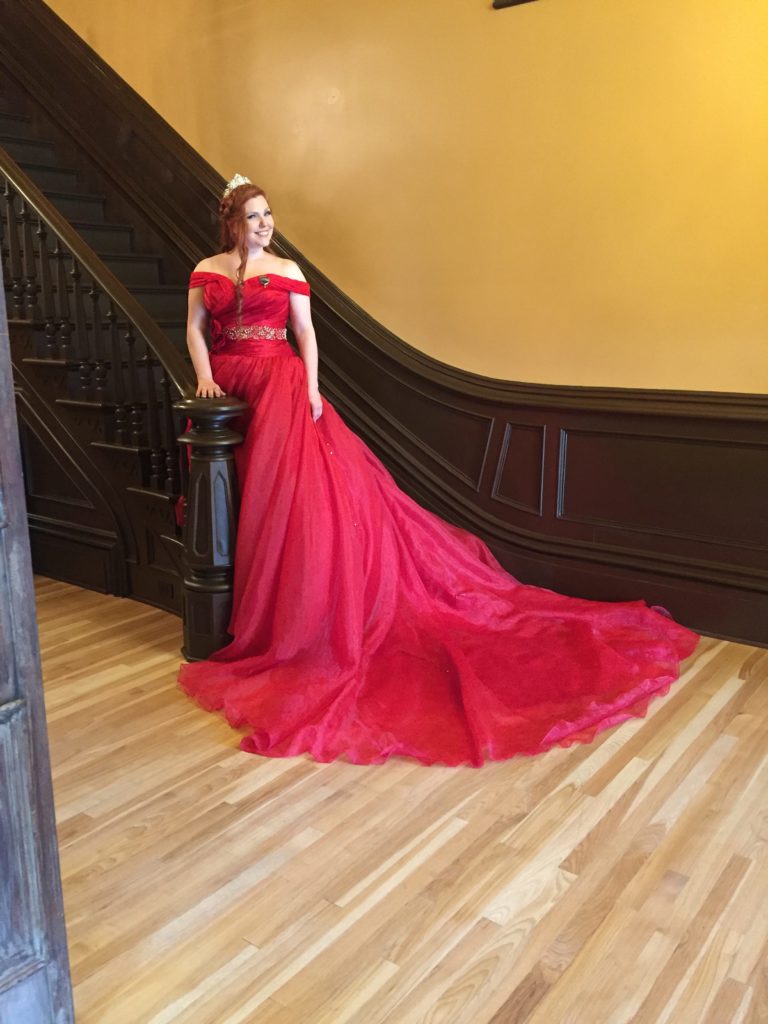 Bride in red wedding dress