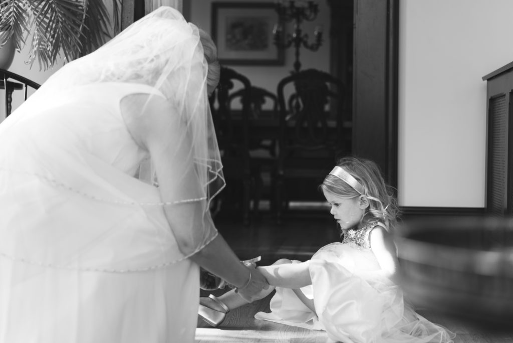 Bride and flowergirl