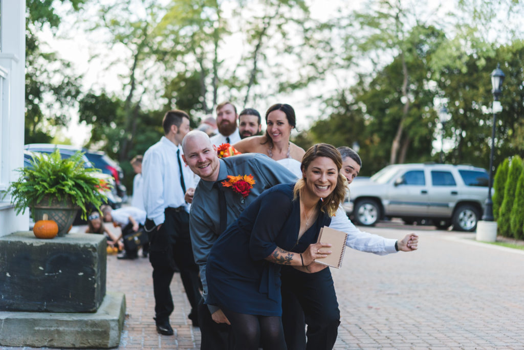 wedding party lined up