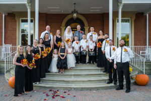 bride groom and wedding party