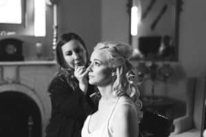 bride getting ready on wedding day