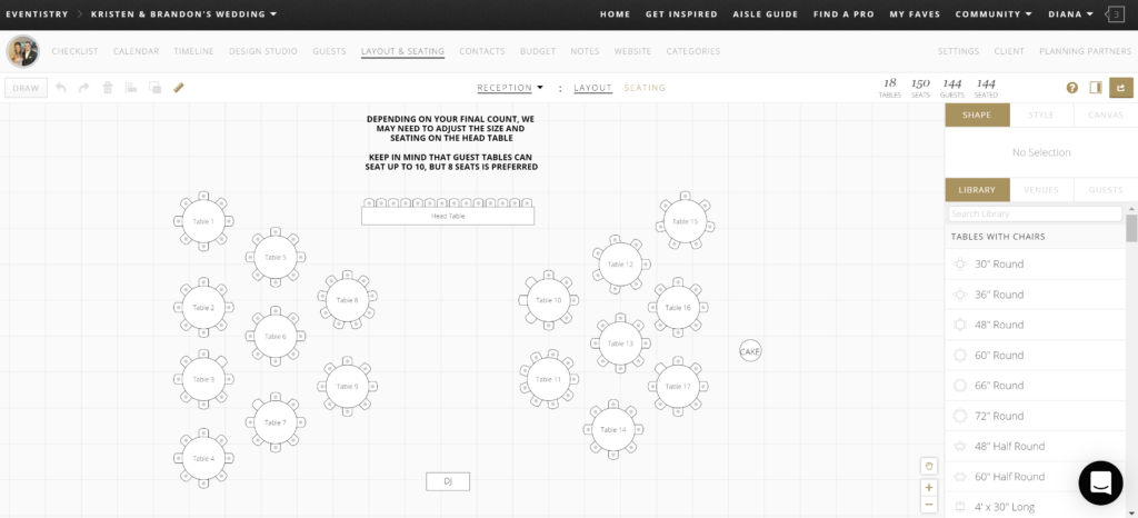 cleveland wedding planning floorplan